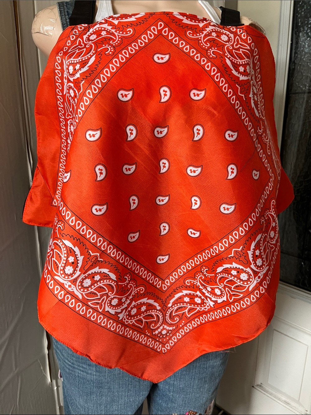 Orange and multi colored Paisley Bandana Top. Size small to large